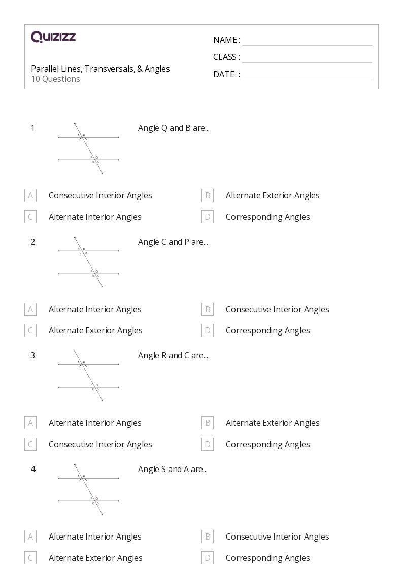 transversal worksheet
