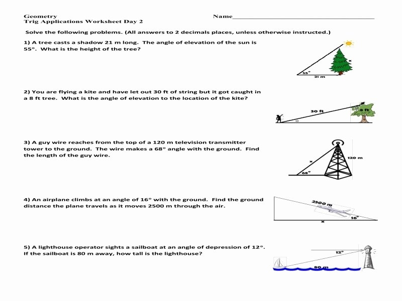 50 Trig Word Problems Worksheet Chessmuseum Template Library