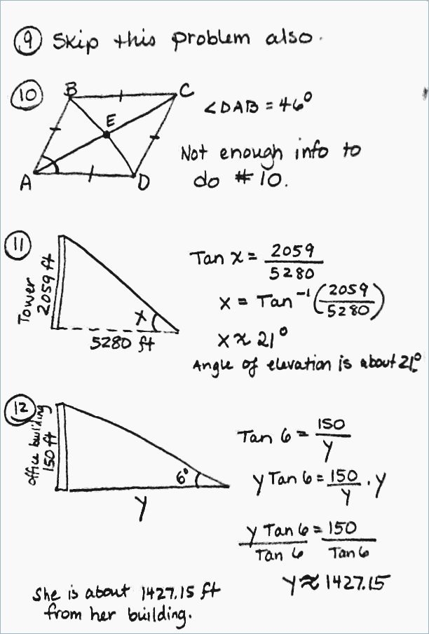 50 Trigonometry Word Problems Worksheet Chessmuseum Template Library