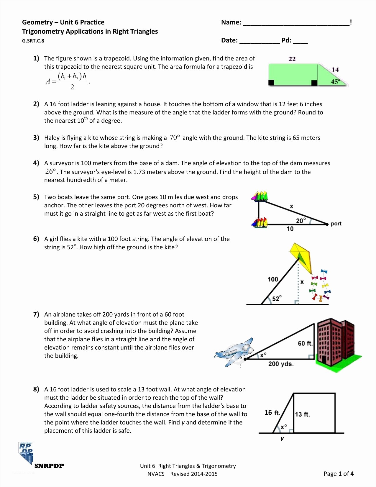 50 Trigonometry Word Problems Worksheet Chessmuseum Template Library