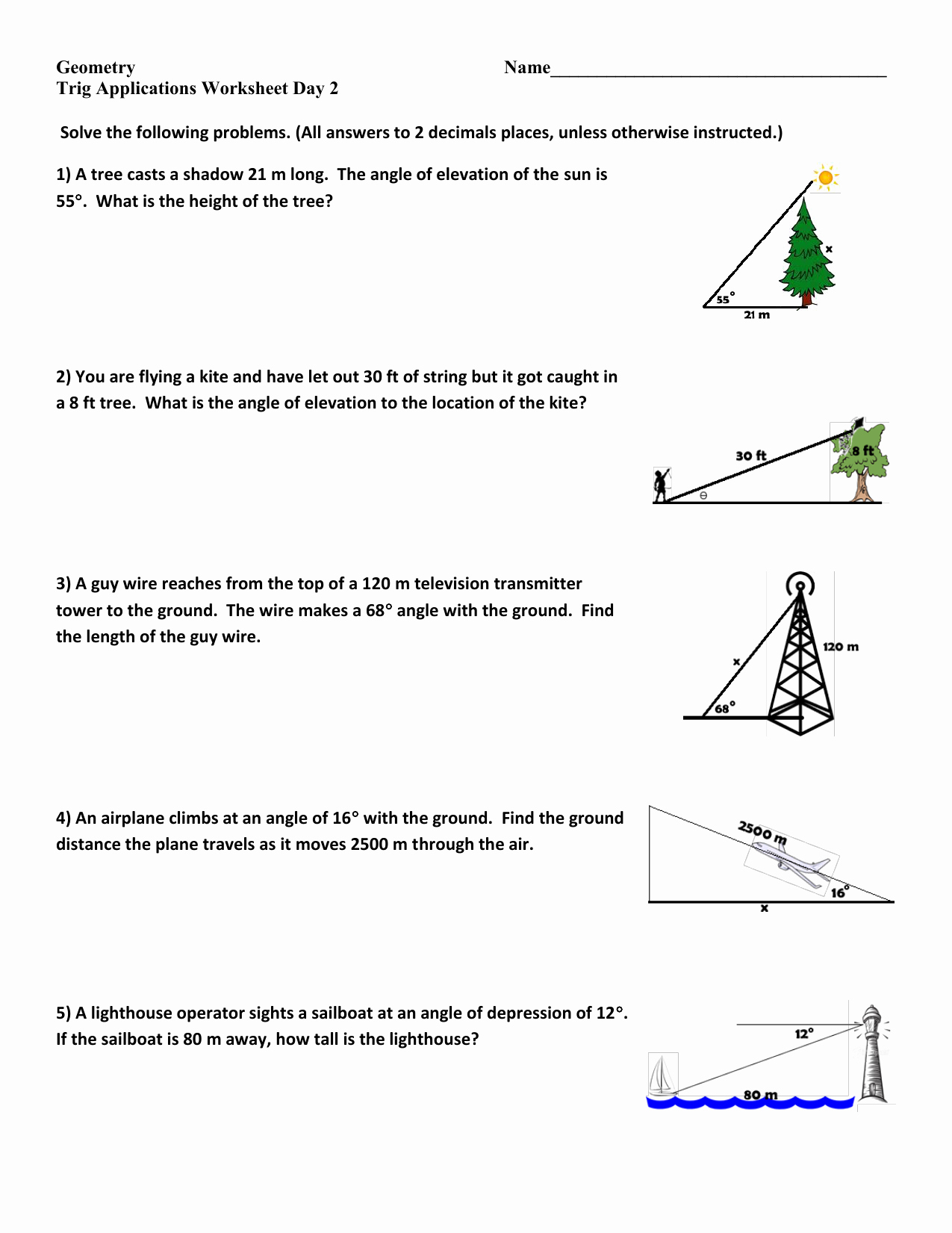 50 Trigonometry Word Problems Worksheet Chessmuseum Template Library