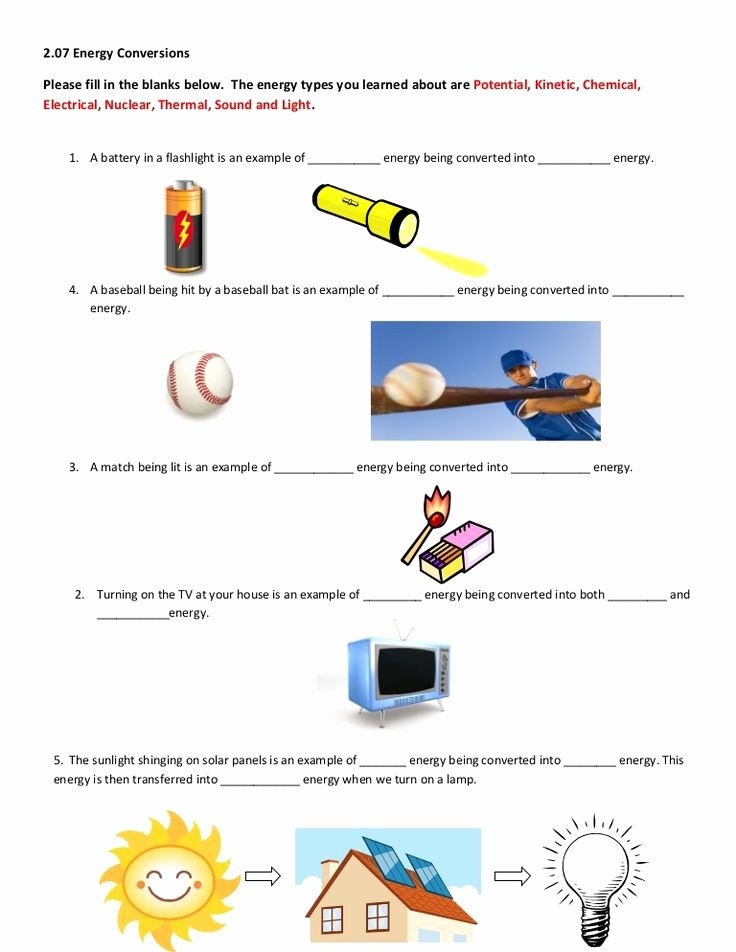 50 Types Of Energy Worksheet