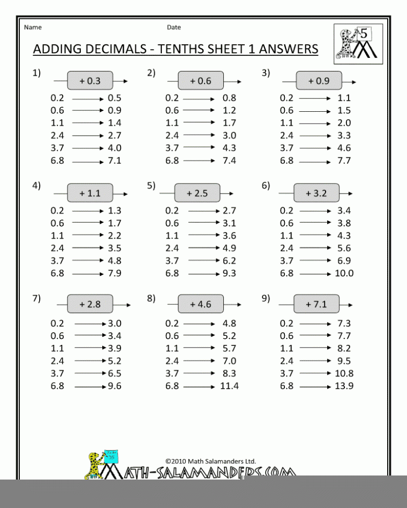 5Th Grade Math Worksheets 5Th Grade Math Worksheets Adding Math 
