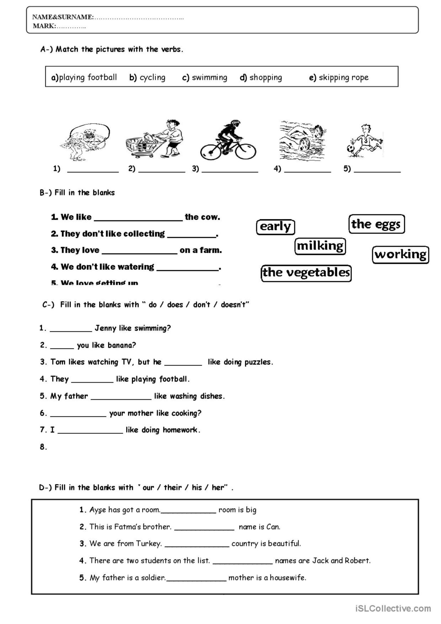 5th Graders English ESL Worksheets Pdf Doc