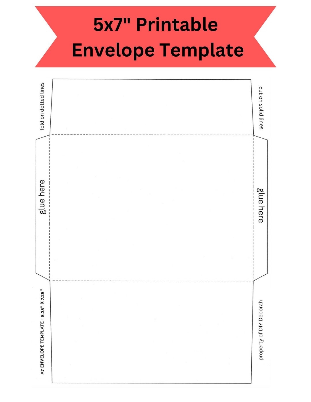 5x7 quot Printable Foldable Envelope Template Instant Digital Download 