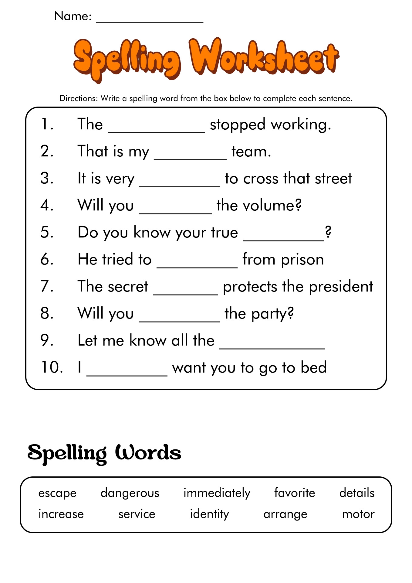 6th grade spelling words worksheets