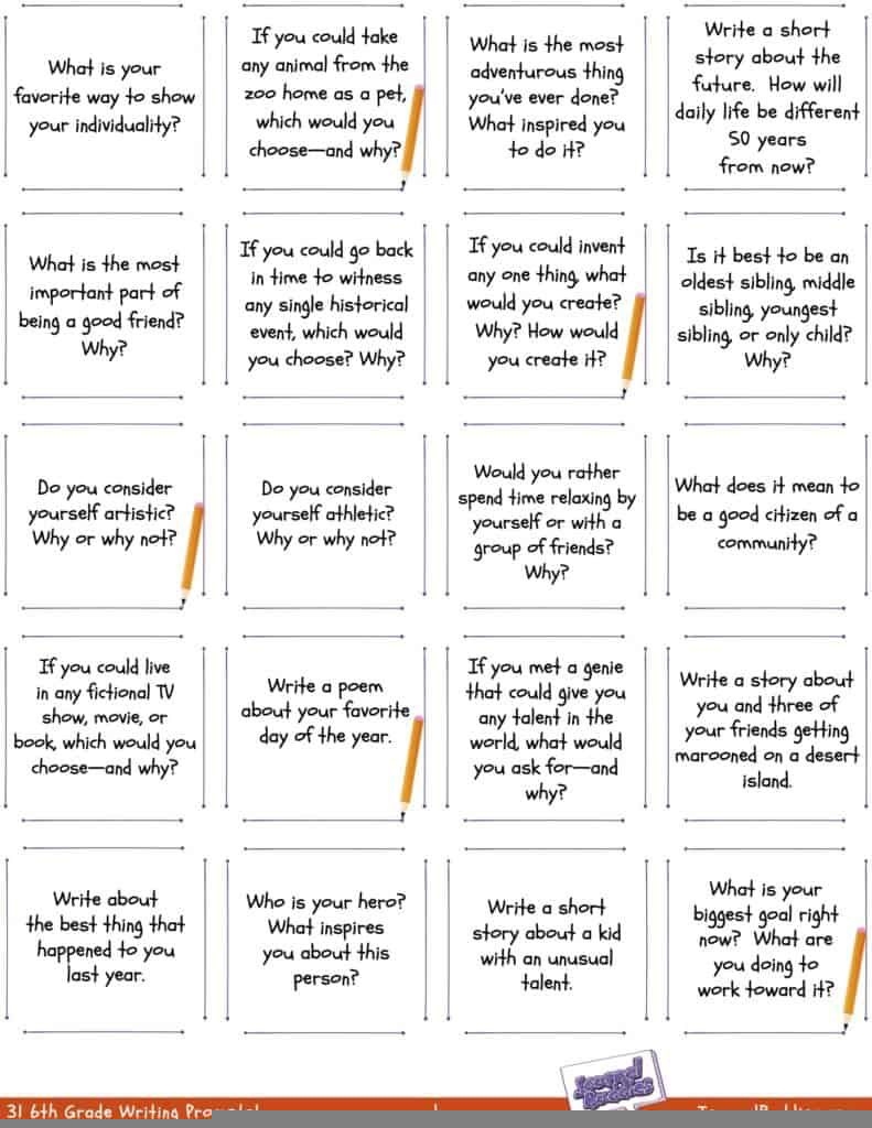 6th Grade Writing Prompts Worksheets Writing Worksheets