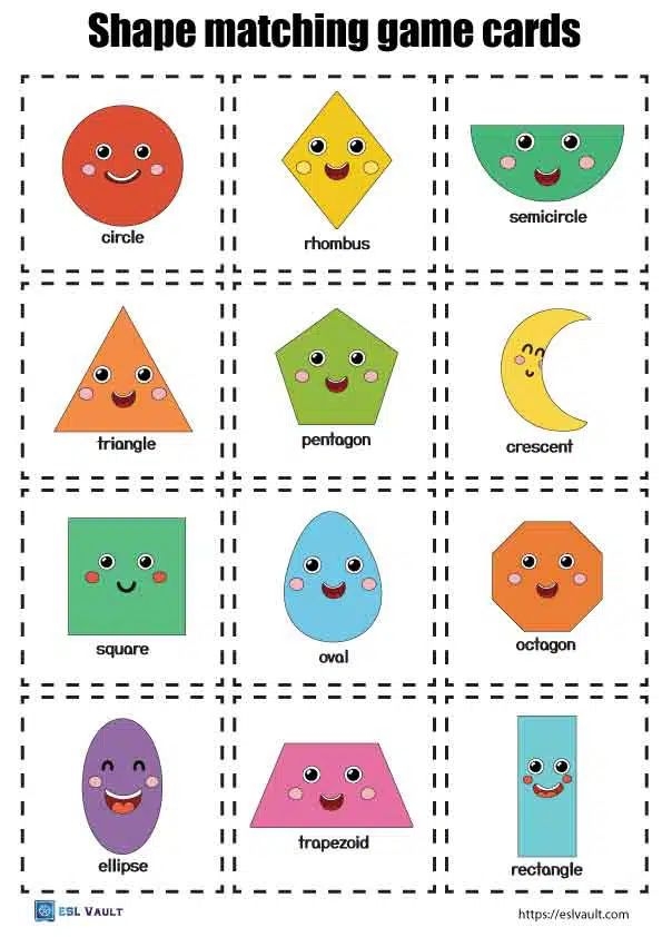 72 Free Printable Shape Matching Game Cards For Preschool Kids