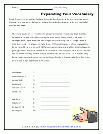 8th grade vocabulary worksheets