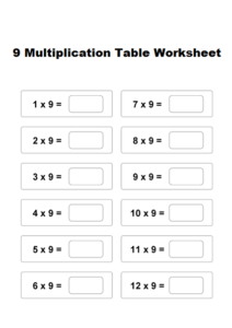 9 Multiplication Table Worksheet The Multiplication Table