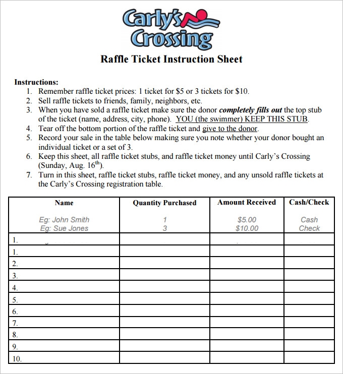 9 Raffle Sheet Template Word PDF