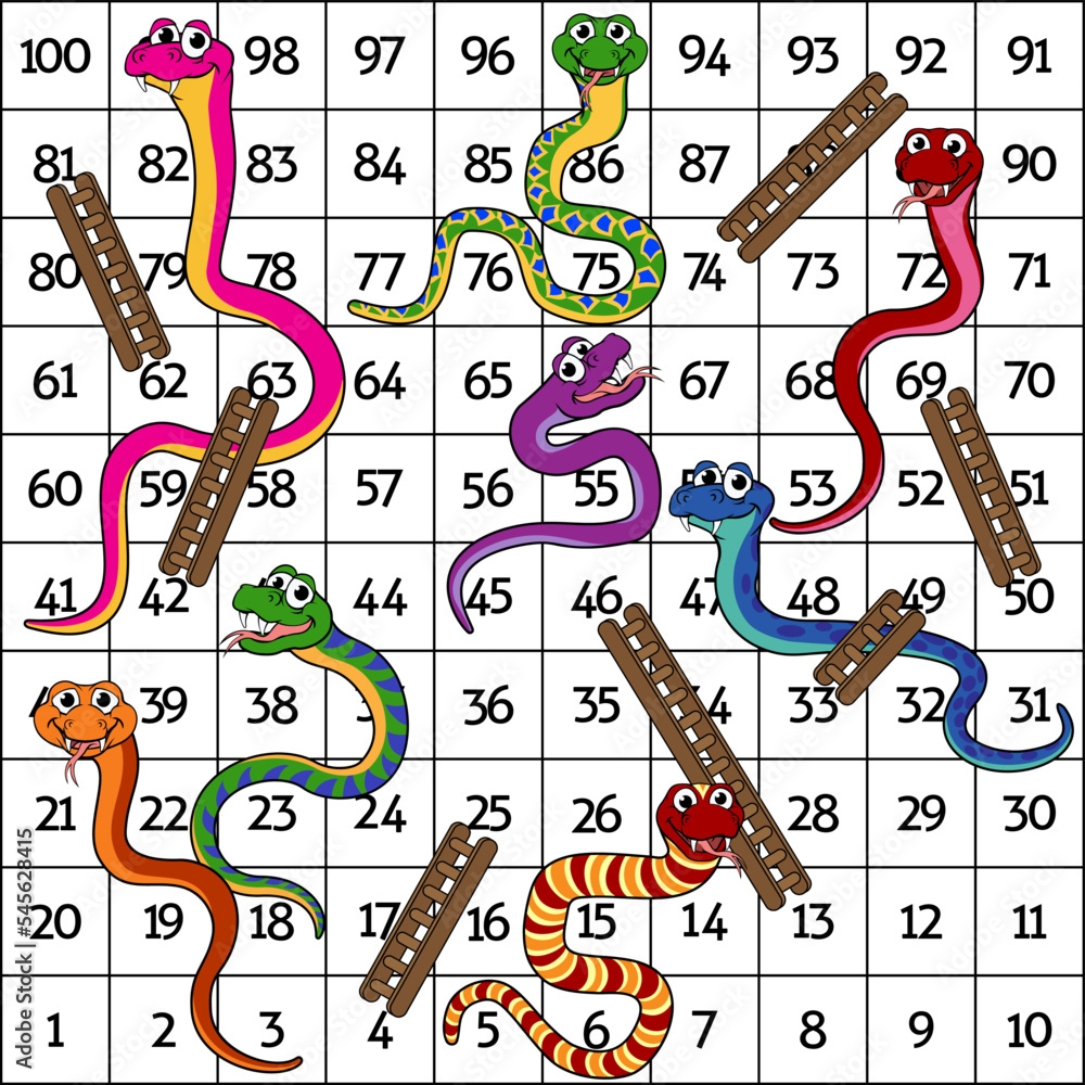 A Snakes And Ladders Board Game Boardgame Cartoon Stock Vector Adobe 