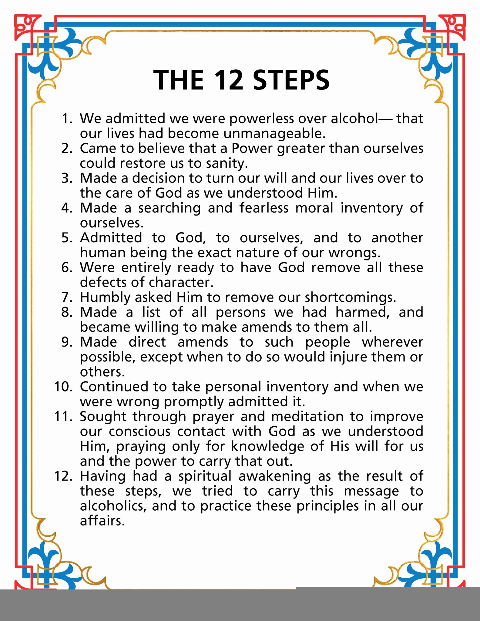 aa 12 steps worksheets