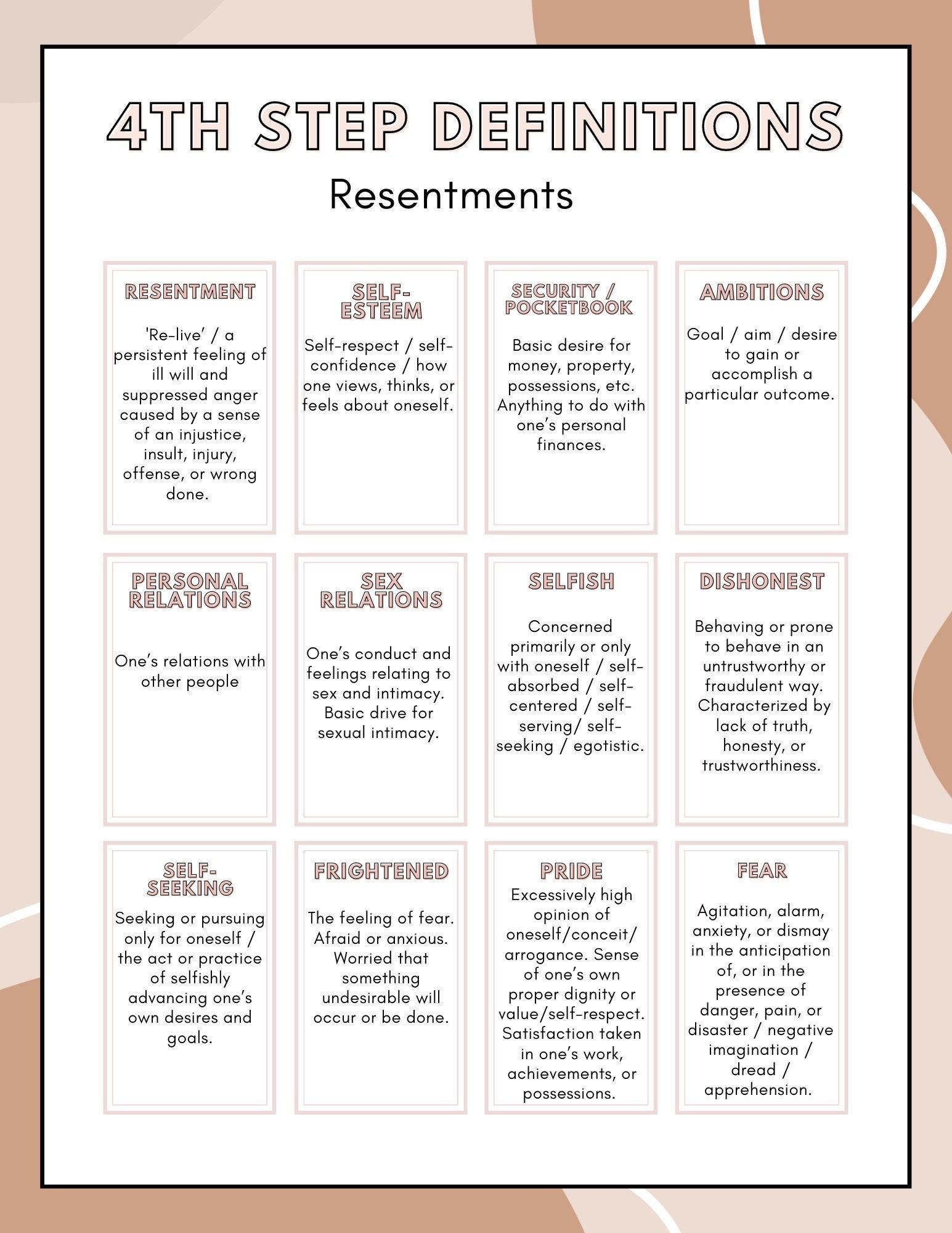 aa step worksheets