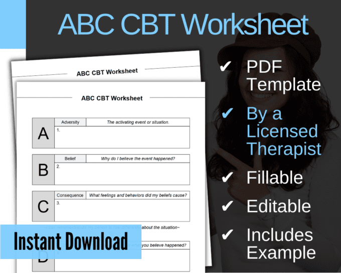 ABC CBT Worksheet Fillable PDF Therapists Market