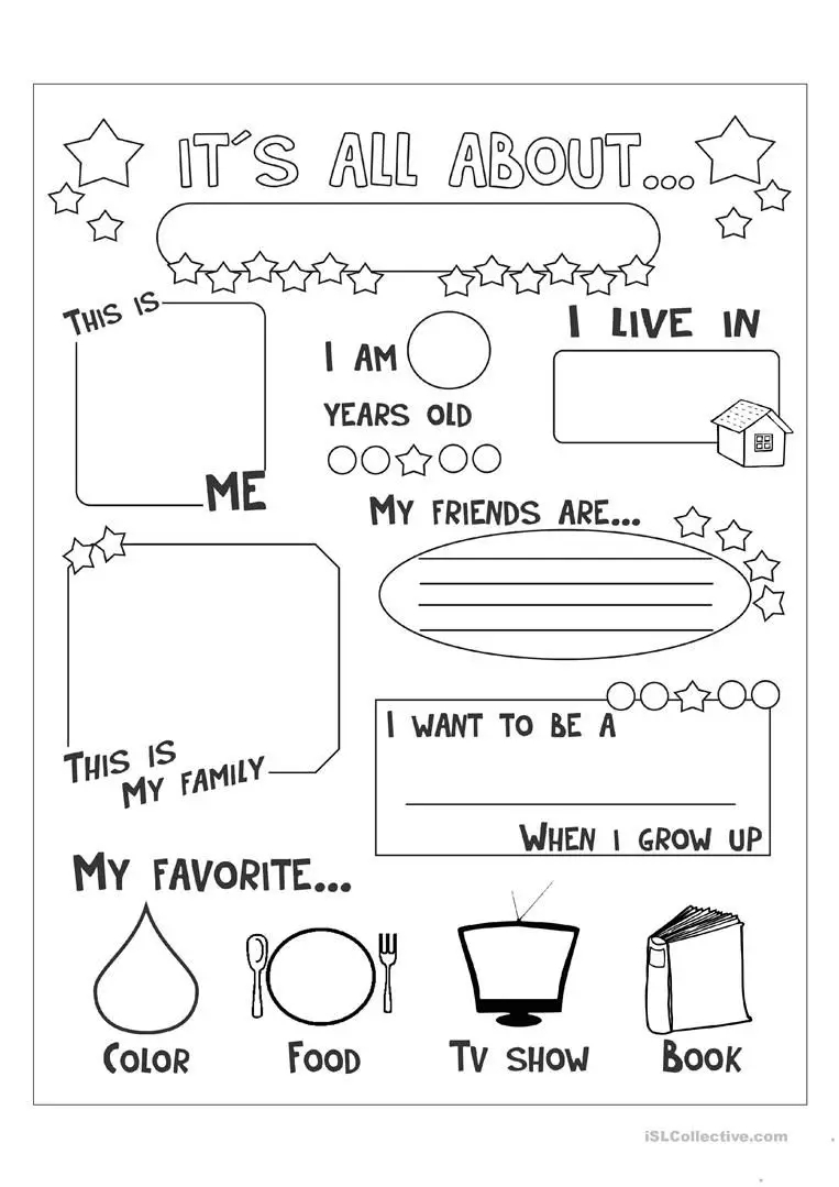 About Me Worksheet Elementary