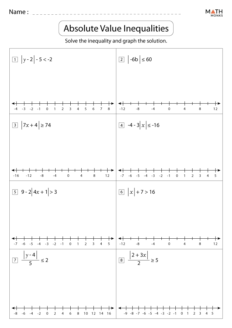 absolute value and inequalities worksheet
