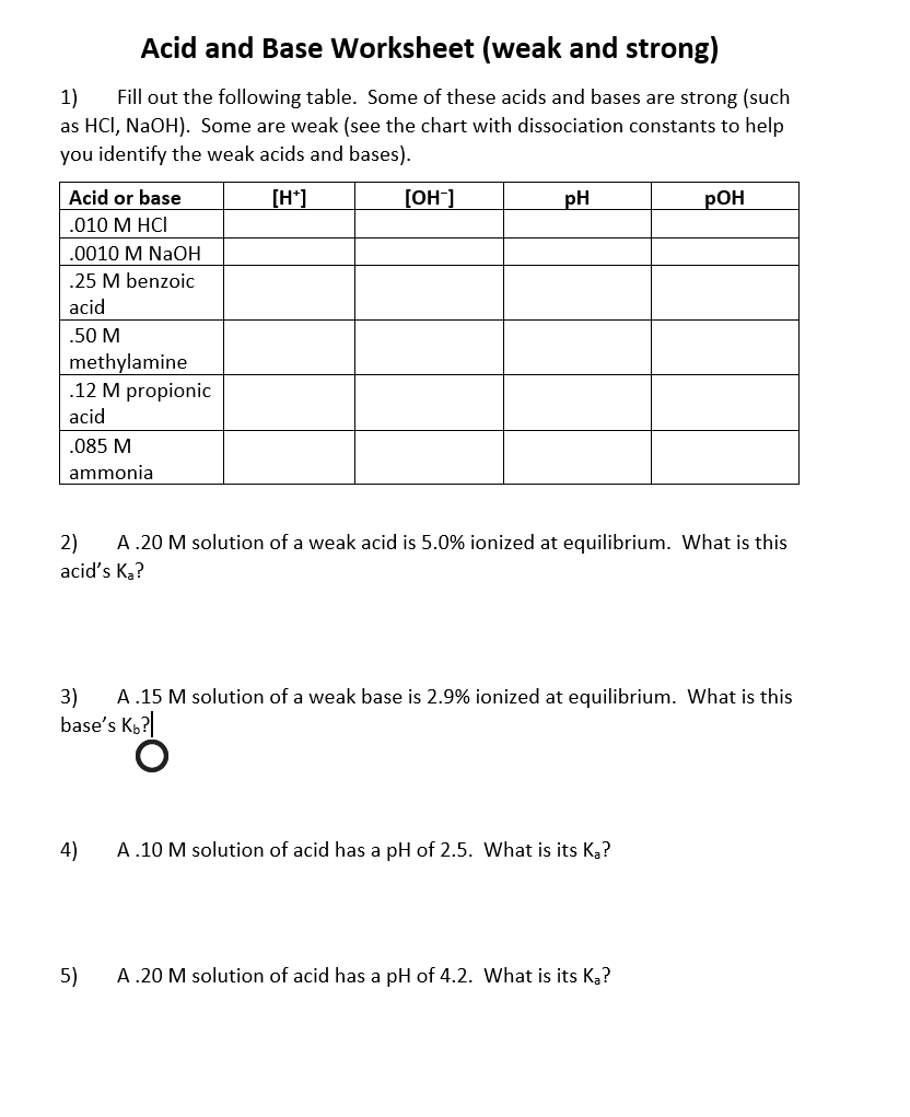 acid base worksheet answers
