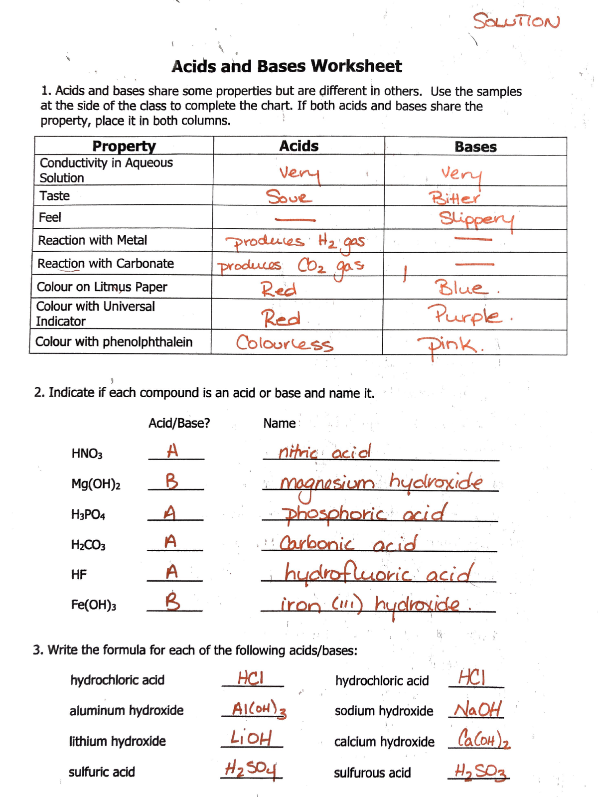 acid or base worksheet