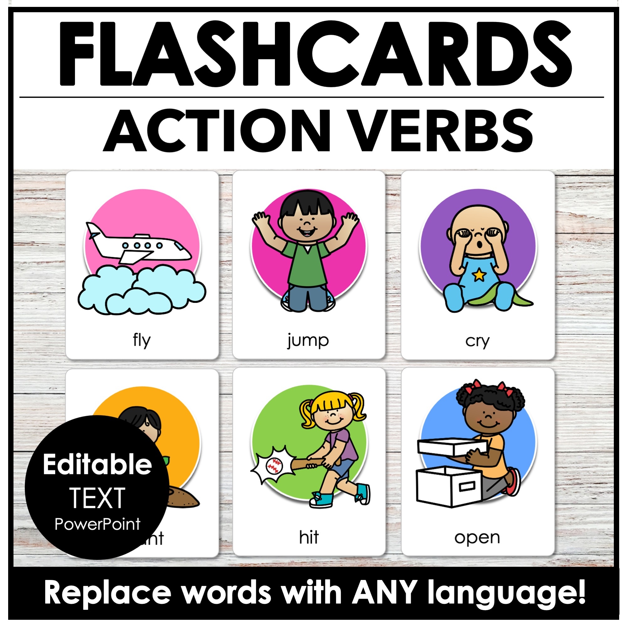verb picture cards printable