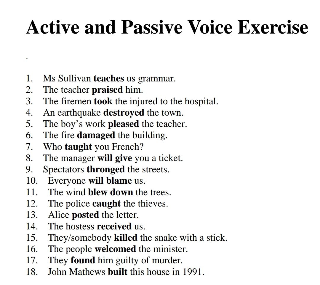 active passive voice worksheets