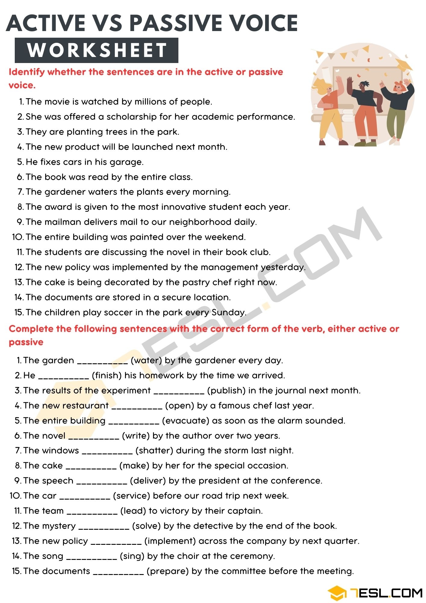 active passive worksheet