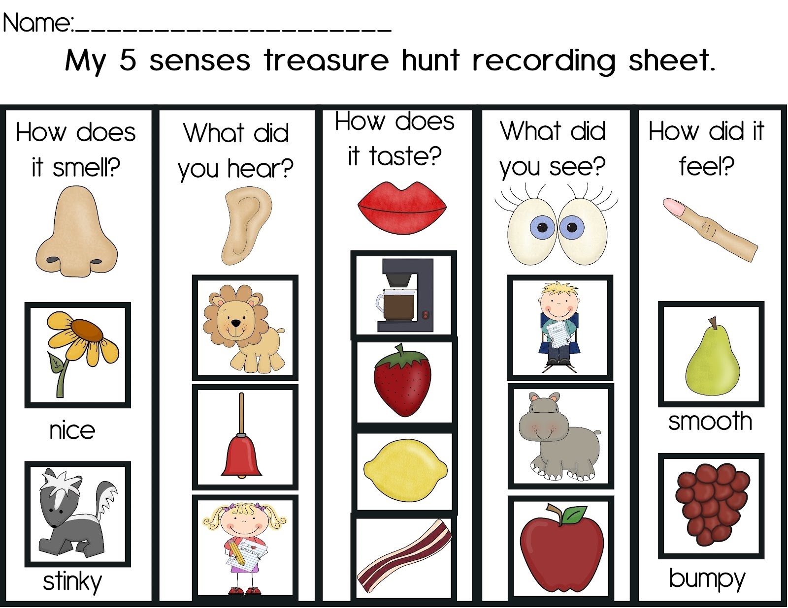 Activities For 5 Senses Learning Printable