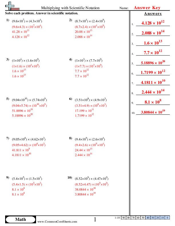 addition and subtraction with scientific notation worksheet