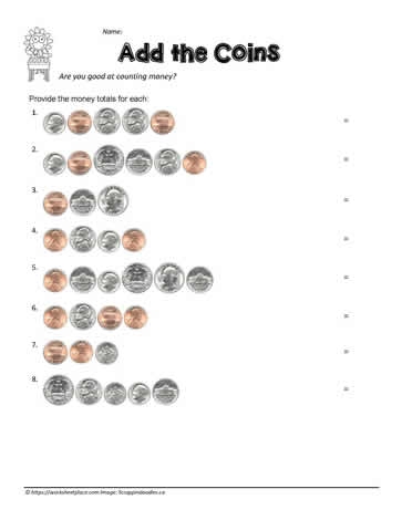 Adding Coins Worksheets