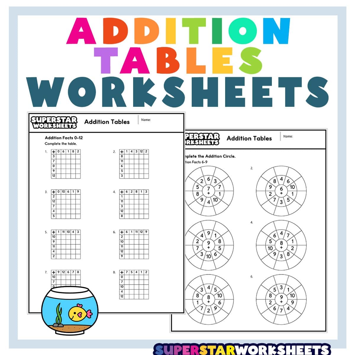 addition table worksheet