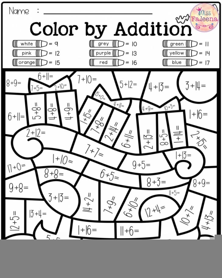 Addition Worksheet Coloring Math Worksheets Printable