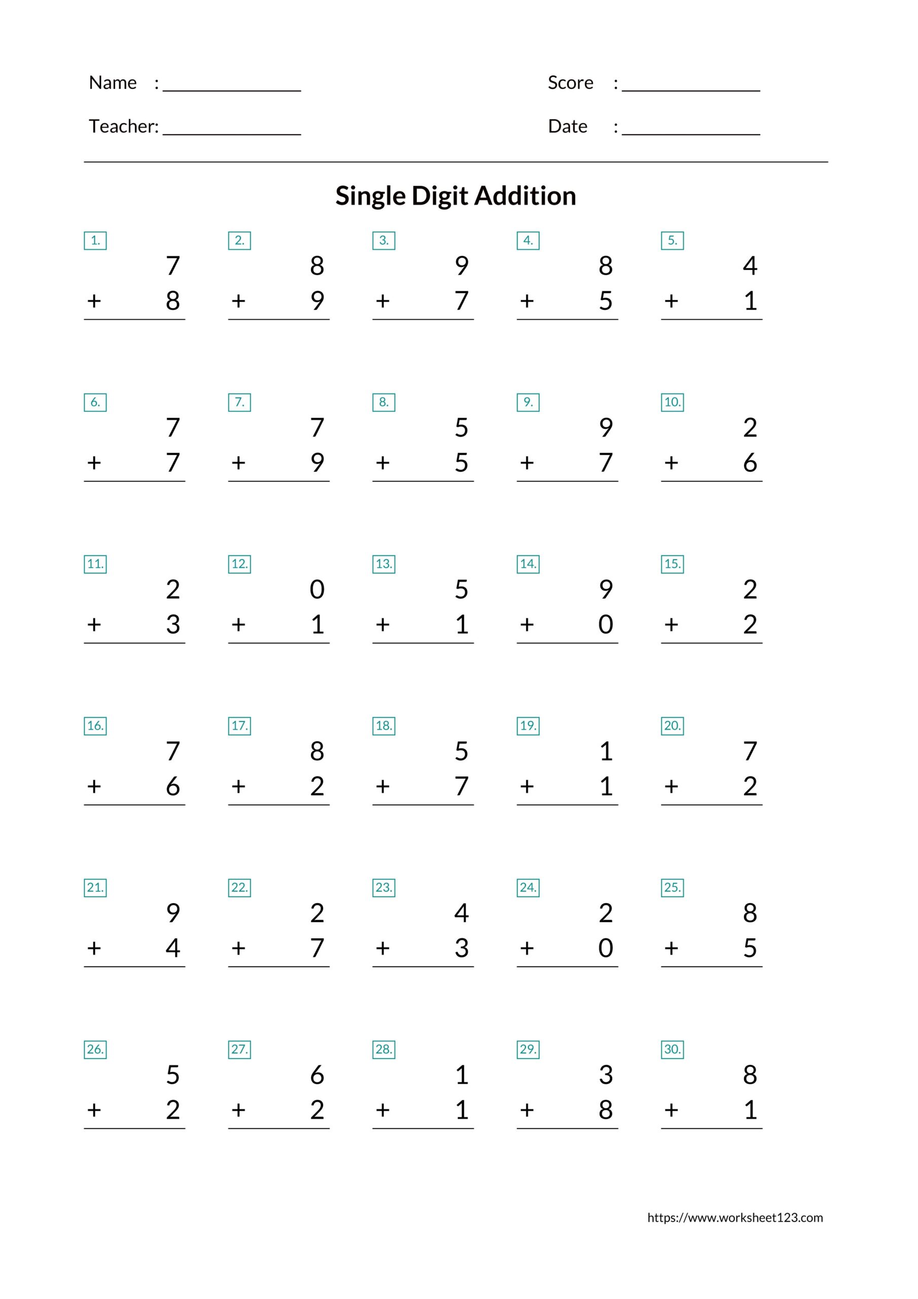 addition worksheet generator
