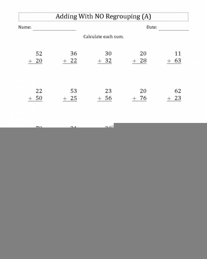 Addition Worksheets Without Regrouping Math Worksheets Printable