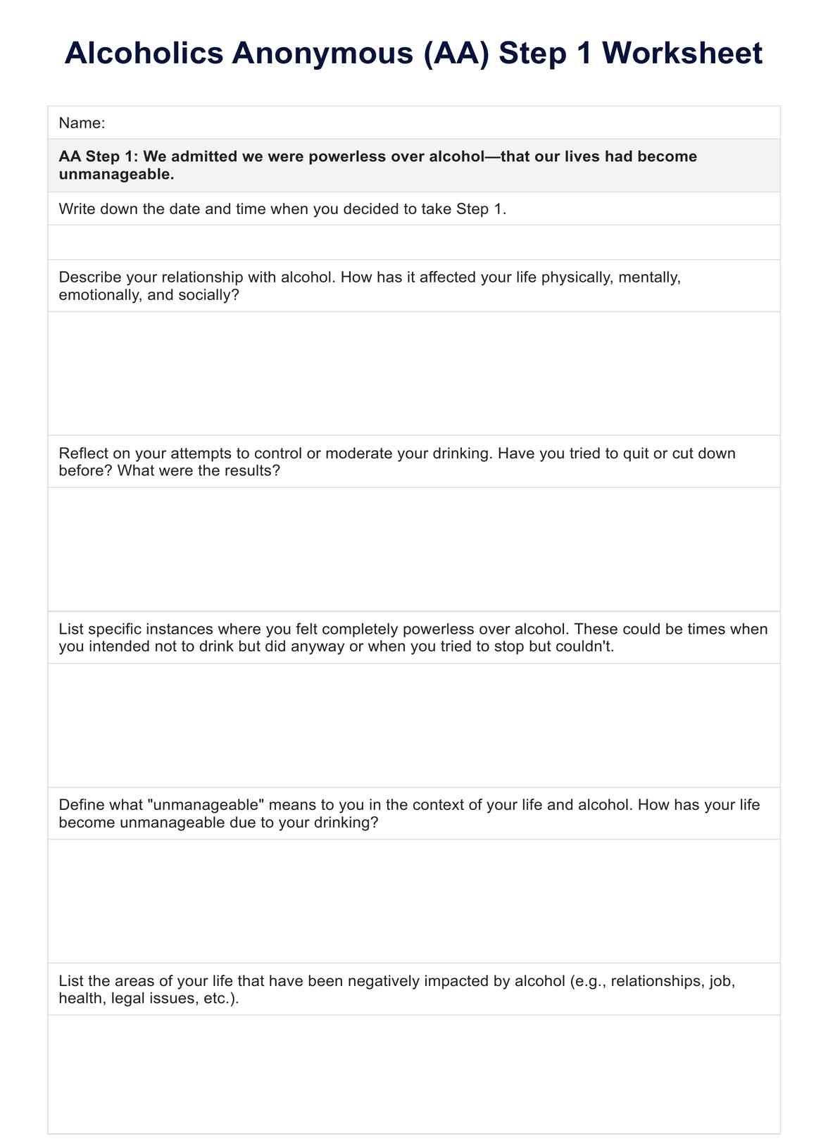 step 1 worksheet