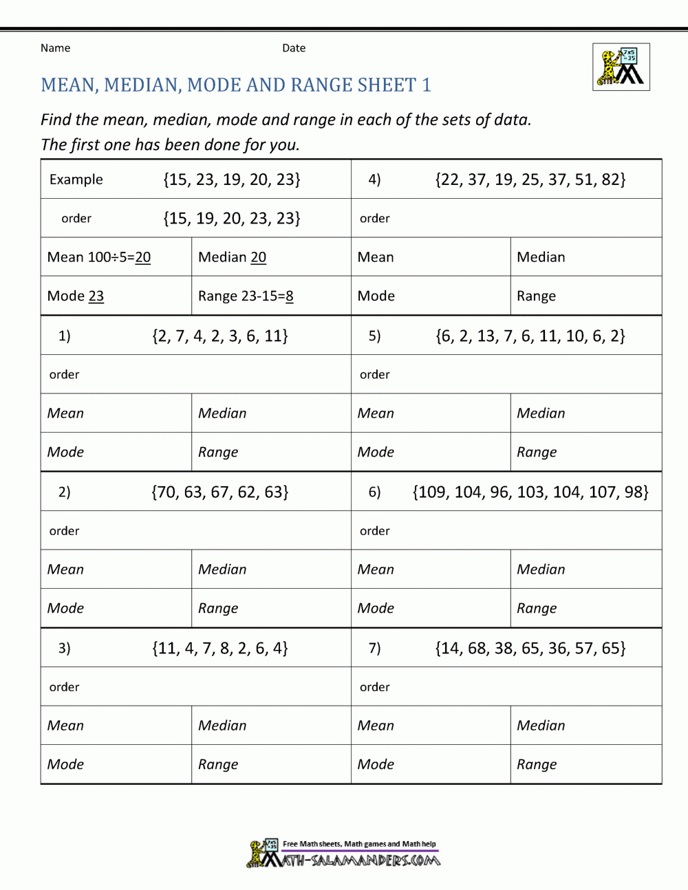 domain and range math worksheets