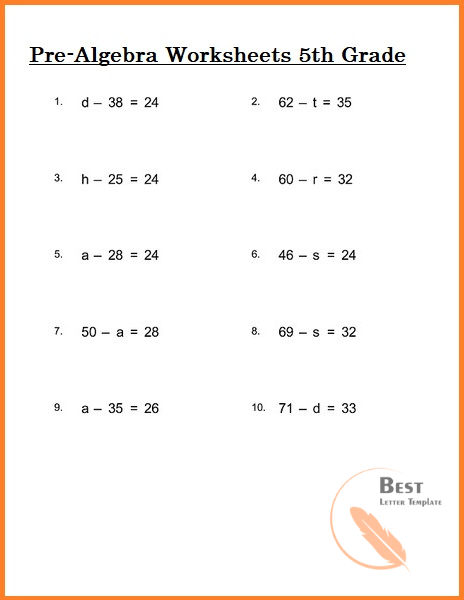 algebra worksheets for 5th graders