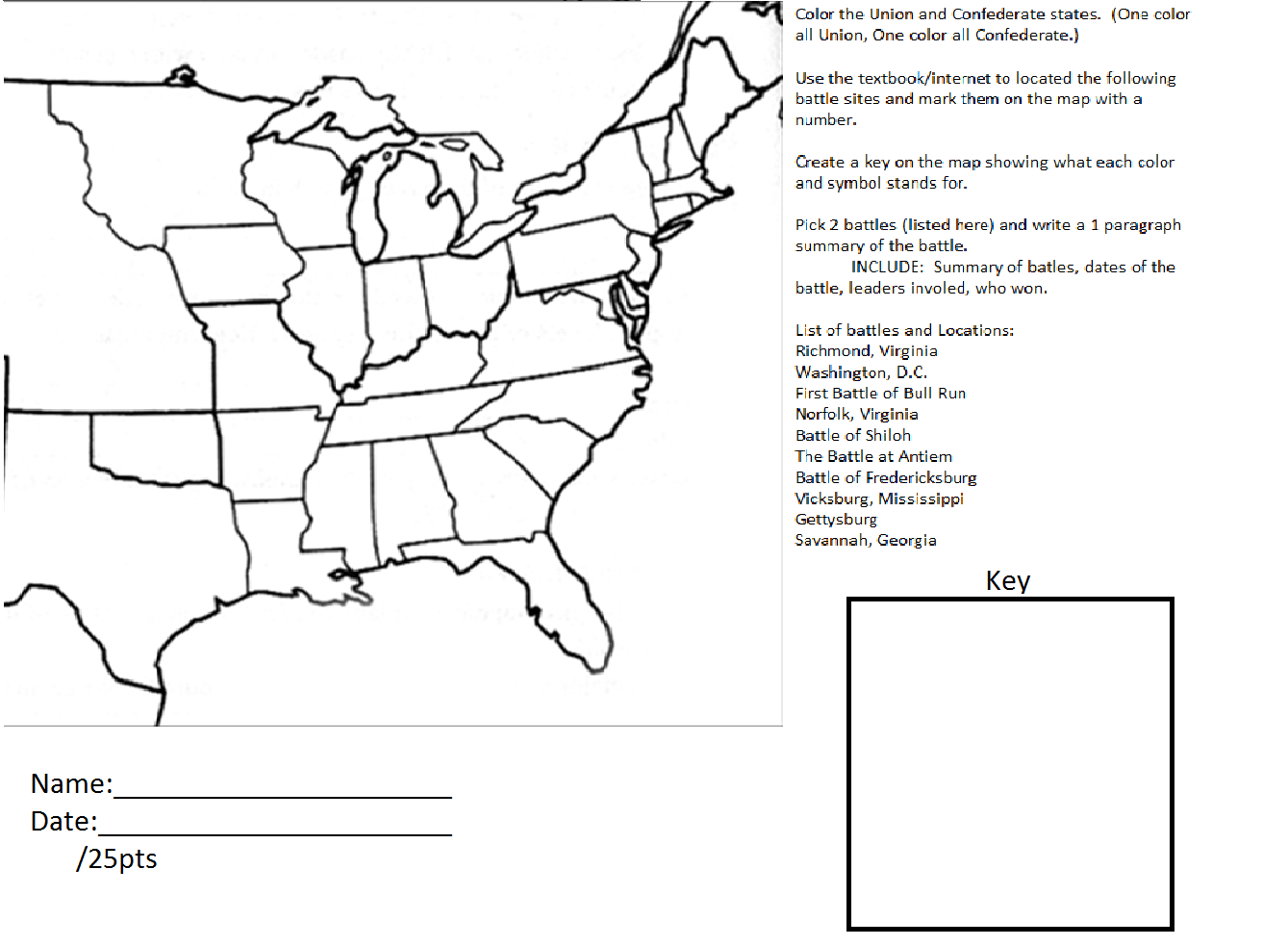 American Civil War Worksheets