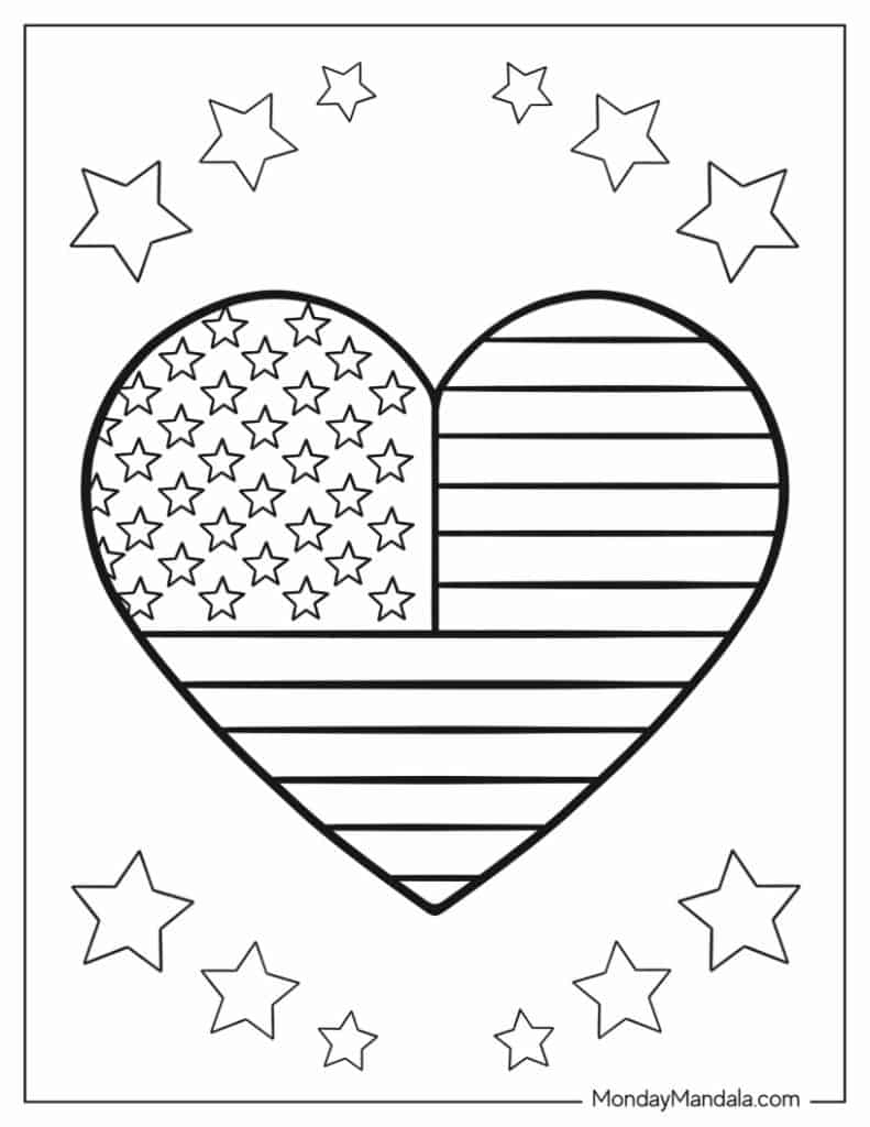 free american flag coloring page