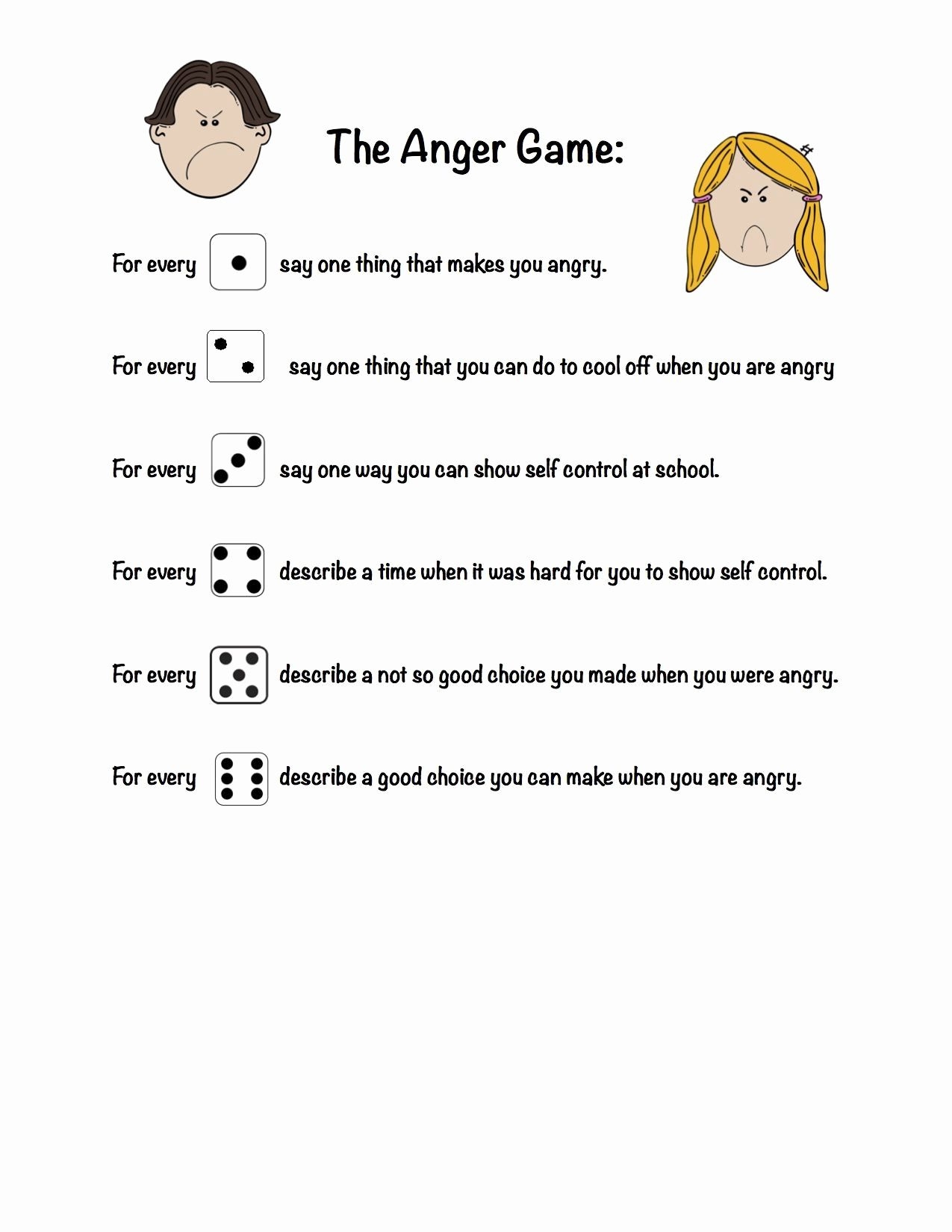 worksheets on anger management