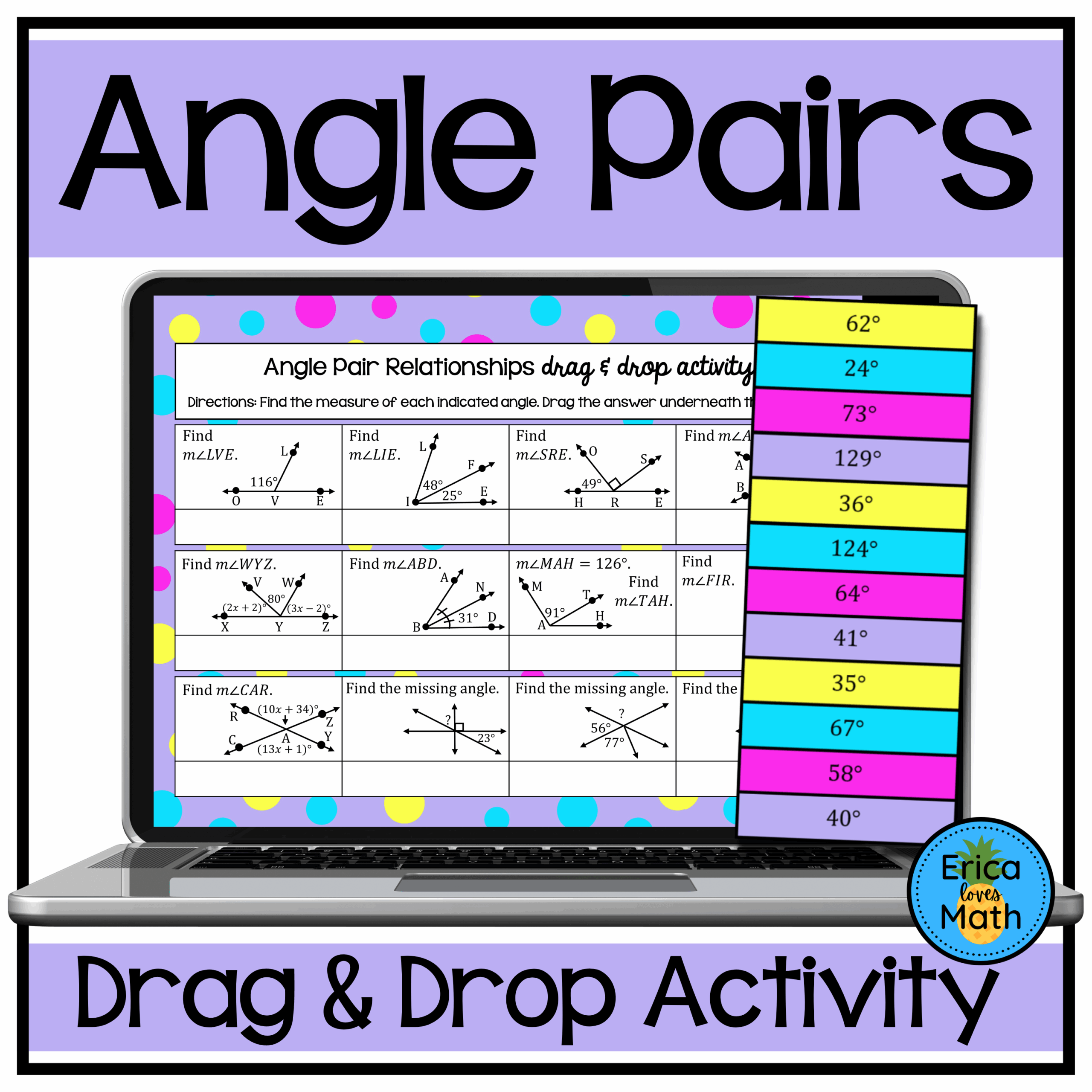 Angle Pair Relationships Digital Activity Drag Drop Worksheets Library