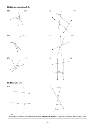 Angle Relationships PDF Worksheets Library