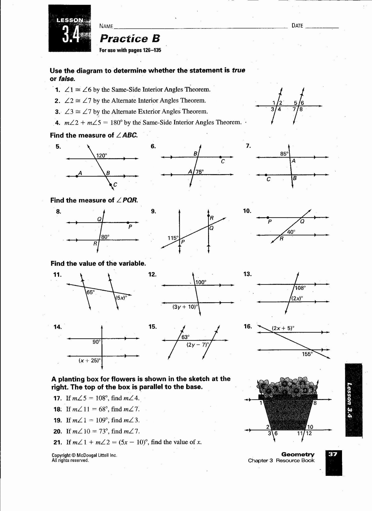 Angles Formed By A Transversal Worksheet Answer Key Angleworksheets