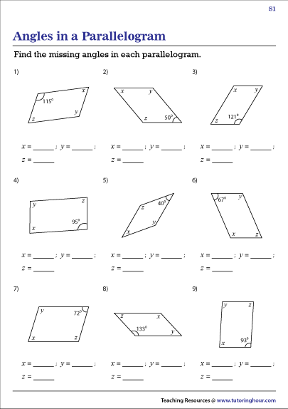 area of parallelograms worksheet