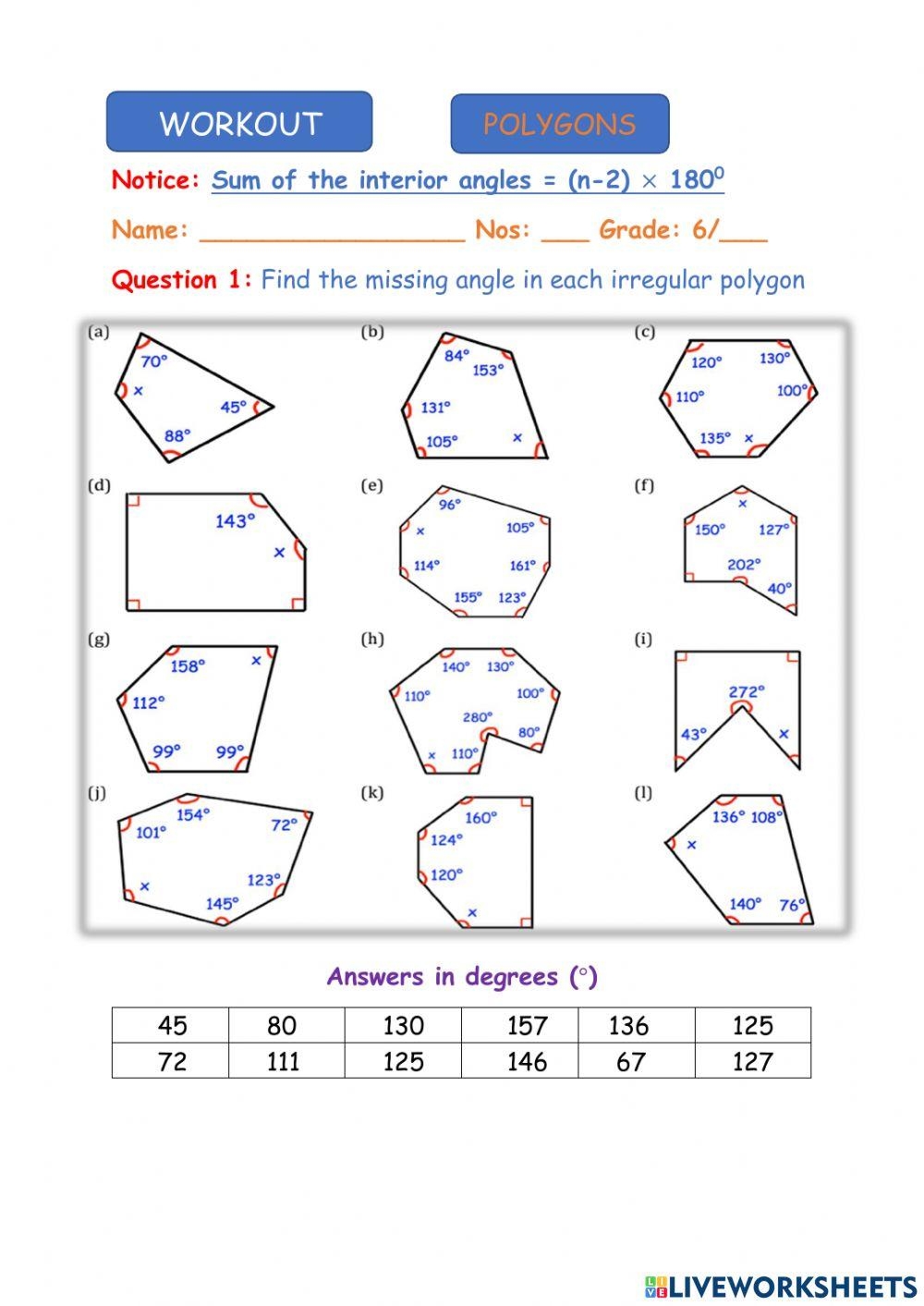 Angles In Polygons Worksheets Worksheets Library