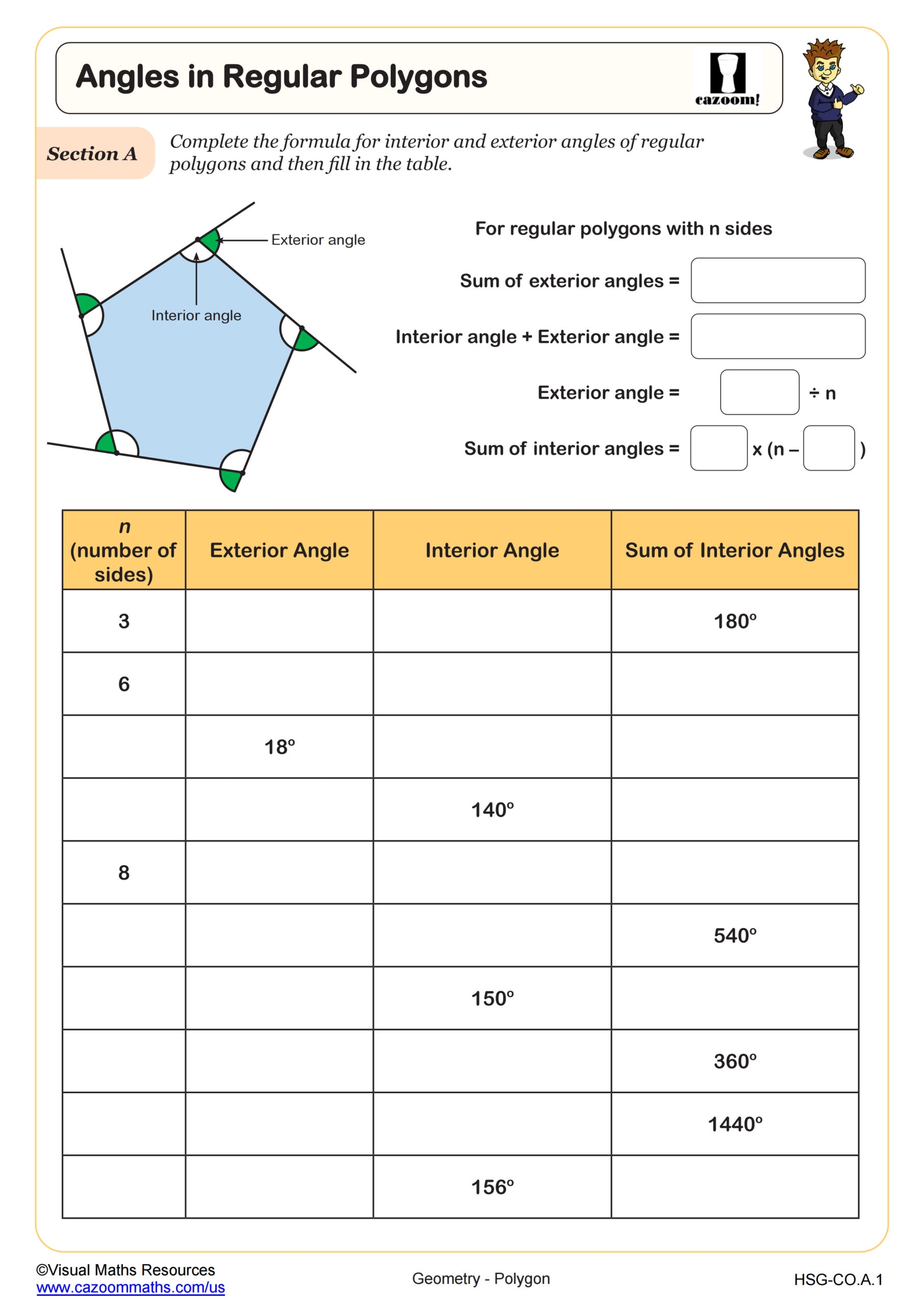 angles in polygons worksheet