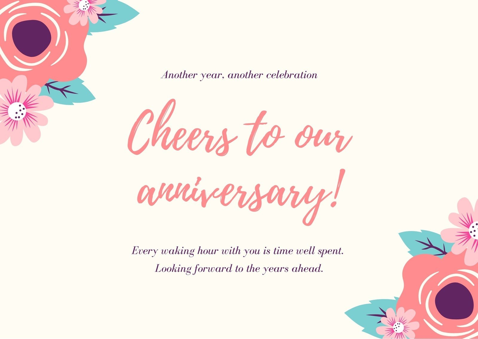 anniversary card word template