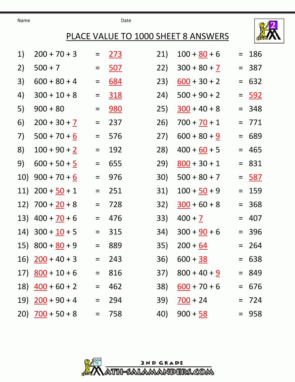 Answer Key Math Worksheets The Best Worksheets Image Collection Free