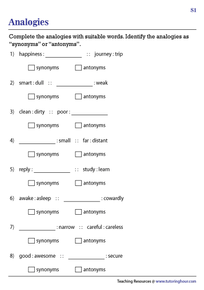 synonyms and antonyms worksheet