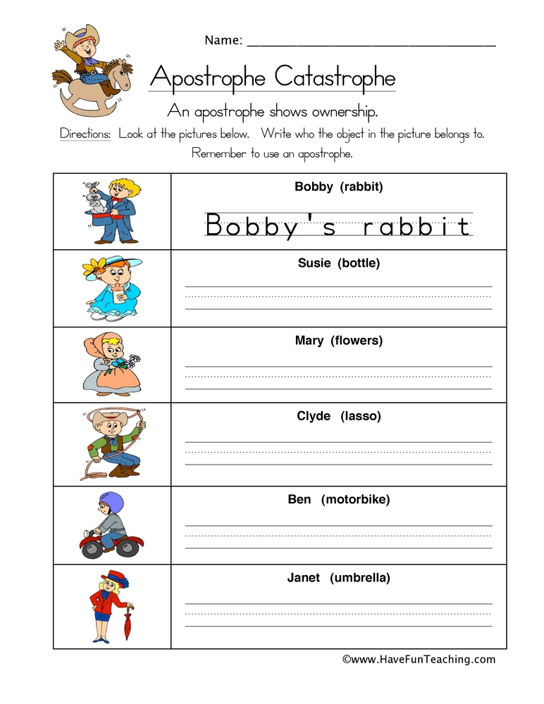 apostrophes worksheet
