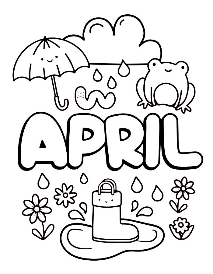 April Coloring Pages Free Printable PDF